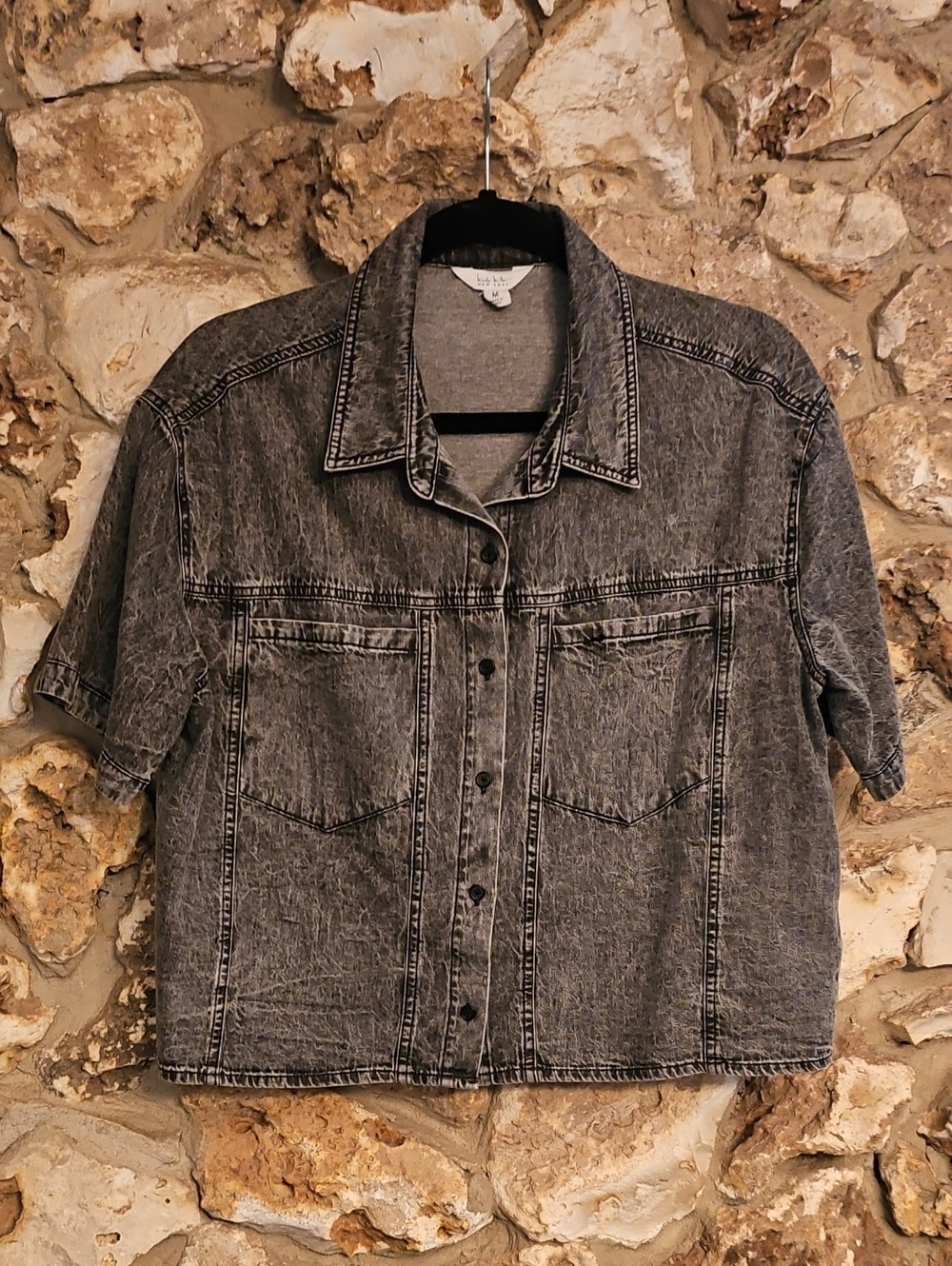 Washed Black/Gray Denim Look Shirt